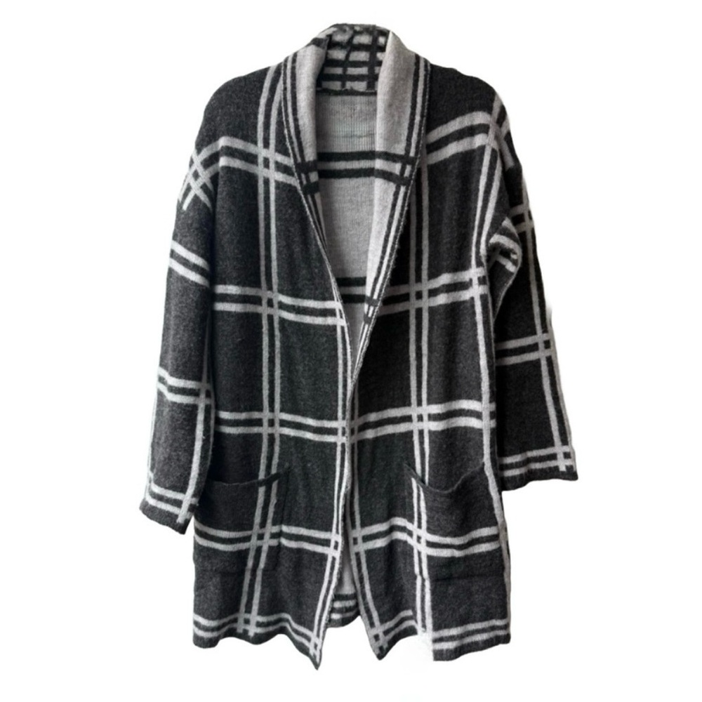 StitchDrop Gray Plaid Wool Blend Oversized Coatigan Women’s S